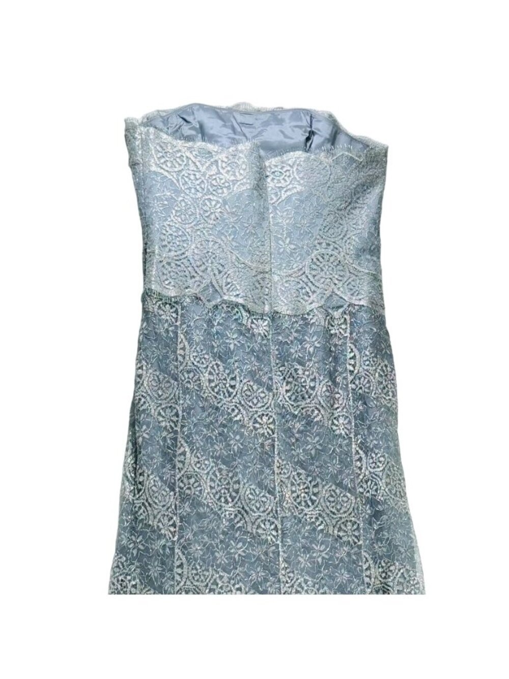 Rickie Freeman Teri Jon Women's Silver Gray Lace Strapless Evening Gown Size 16 - Picture 9 of 16